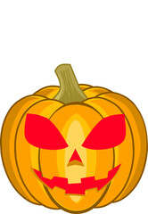 pumpkin on white background. The main symbol of the Happy Halloween holiday. Orange pumpkin with smile for your design for the holiday Halloween. Vector illustration.