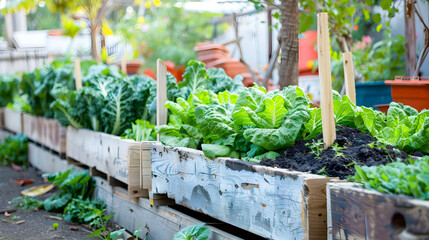 Urban Farming and Sustainable Living in Backyard Garden with Healthy Organic Vegetables  Concept of eco friendly lifestyle self sufficient food production