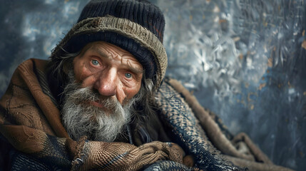 Weathered and Weary   A powerful and evocative portrait of an elderly homeless man his face etched with the harsh realities of life on the streets