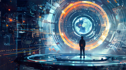 Visually captivating and imaginative representation of advanced technology futuristic innovation and scientific in a digital sci fi inspired universe