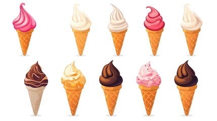 Mouthwatering Ice Cream Cone Icon on Clean White Background