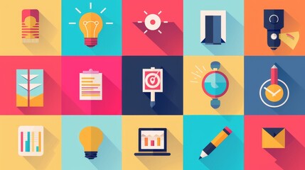 Flat Design Icons Set for Business and Marketing