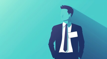 Fototapeta premium Silhouette of a Businessman with a Name Tag