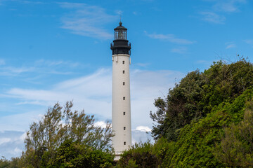 Lighthouse of Biarritz in touristic Biarritz city, Basque Country, Bay of Biscay of Atlantic ocean, France