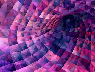 A mesmerizing geometric design of tessellated squares in vibrant purples and pinks
