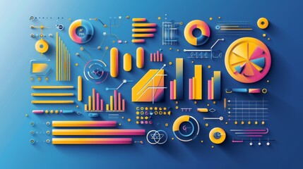 Obraz premium Colorful Data Visualization with Geometric Shapes