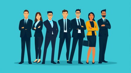 Diverse Business Team Standing Together with Arms Crossed