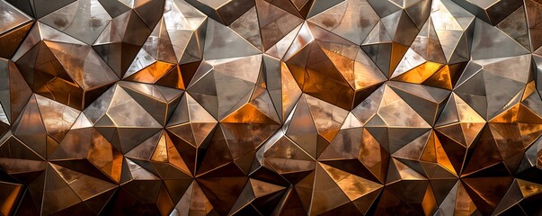A stunning geometric mosaic of tessellated triangles in cool earth tones