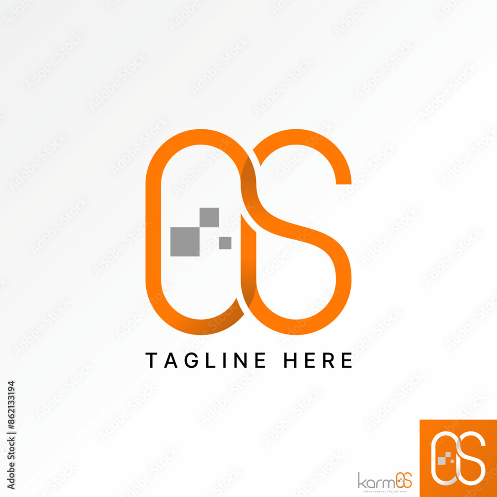 Fototapete logo design graphic concept creative premium vector stock initial os cut line art font connect with 