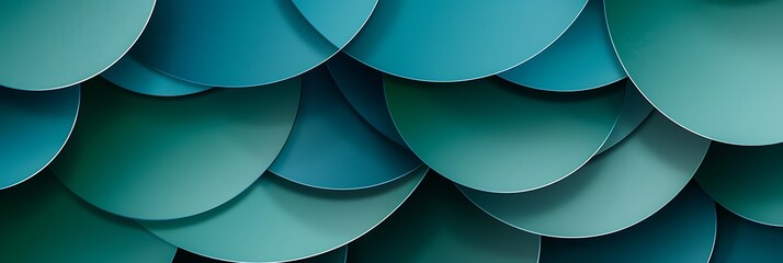 Fototapeta premium An abstract geometric arrangement of overlapping circles in cool blues and greens