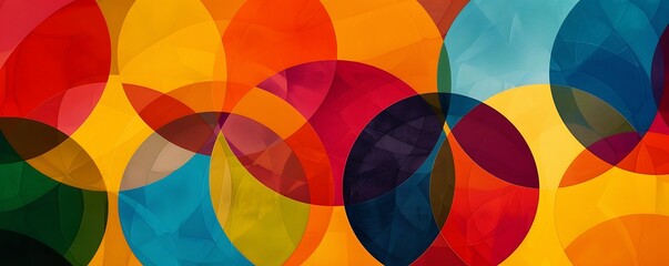 An intricate geometric tapestry of overlapping circles in bold contrasting colors