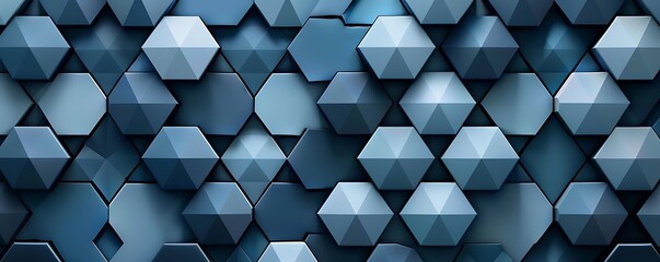 An intricate geometric tapestry of tessellated hexagons in cool shades