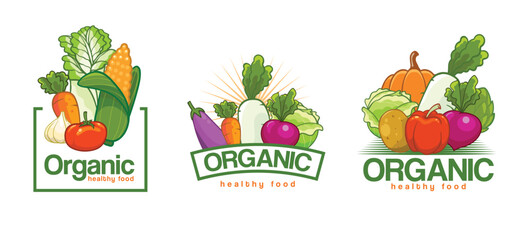 collection of vegetable logo templates