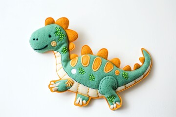 Fototapeta premium embroidered art of cute dinosaurus cute Pachycephalosaurus, embroidered, fashion, art, textile, dinosaur, design, vector, fabric, retro, decoration, print, illustration, graphic,, kids