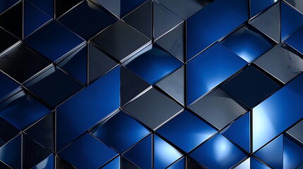 Deep blue and silver geometric patterns with a metallic sheen