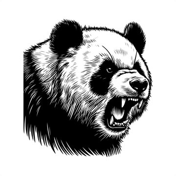 recommend clip art: panda in black and white animal drawing,