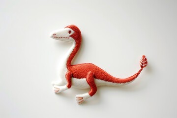 Fototapeta premium embroidered art of cute dinosaurus cute Oviraptor, embroidered, fashion, art, textile, dinosaur, design, vector, fabric, retro, decoration, print, illustration, graphic,, kids