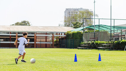 Kids' Soccer Practice in a Neighborhood Field