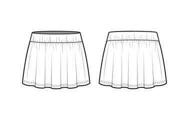 Full Mini Skirt Flat Technical Sketch CAD