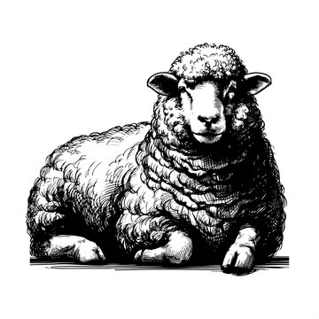 recommend clip art: sheep in black and white animal drawing,