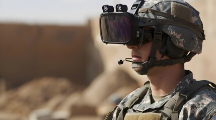 Fototapeta premium Wearable Technologies Enhancing Soldier Performance on the Battlefield