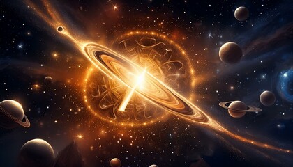 A Saturn with Rings and A Ringed Planet in the Background.