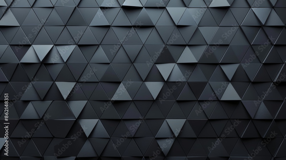 Canvas Prints Triangular pattern, tile Wallpaper, Black blocks. 3D Render , Polished, Semigloss Wall background with tiles.