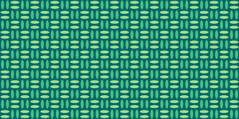 A green patterned background with green and blue squares