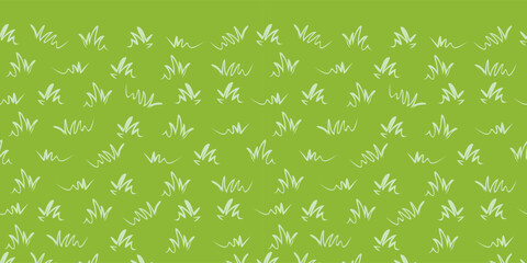 Vector green grass repeat horizontal border vector background. Doodle style blades of grass. Suitable for posters and greeting cards.