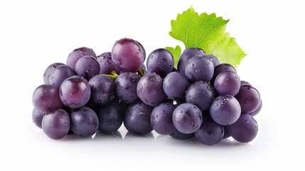 Fototapeta premium a bunch of grapes, fresh fruit, plump and purple, isolated on white background