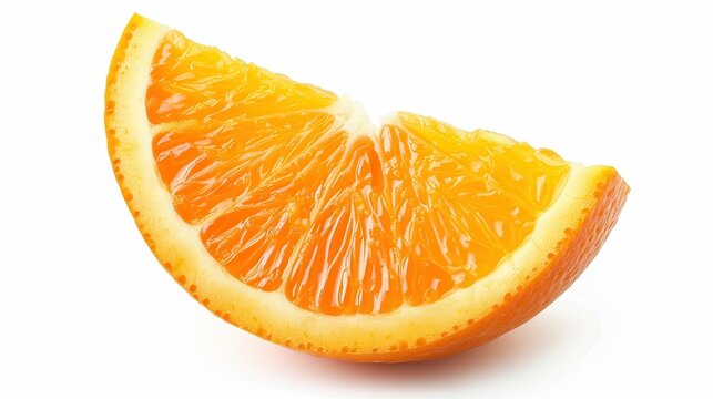 a sliced orange, fresh fruit, bright orange segments, isolated on white background