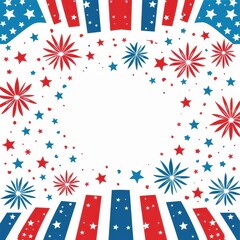 Obraz premium Patriotic Vintage American Flag with Stars and Fireworks