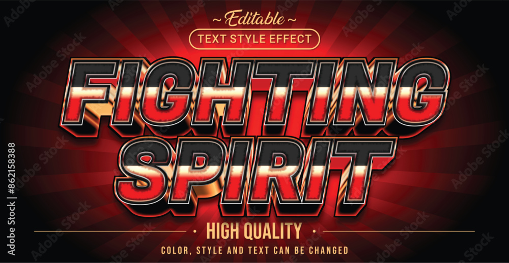 Poster editable text style effect - fighting spirit text style theme.