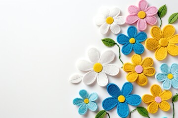 embroidered of cute  flowers handmade colors cute, art, design, cute, embroidery, handmade, illustration, decoration, vector, , pattern, fashion, white background