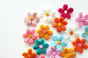 embroidered of cute  flowers handmade colors cute, art, design, cute, embroidery, handmade, illustration, decoration, vector, , pattern, fashion, white background