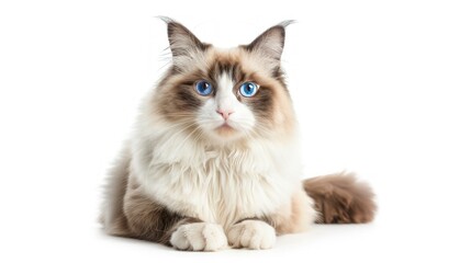 Portrait of a Ragdoll Cat with Striking Blue Eyes