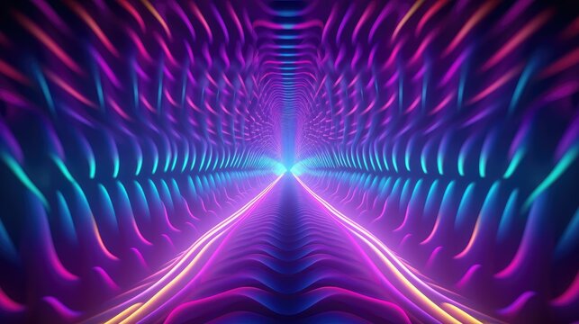 Vibrant neon lights pulsating in abstract patterns