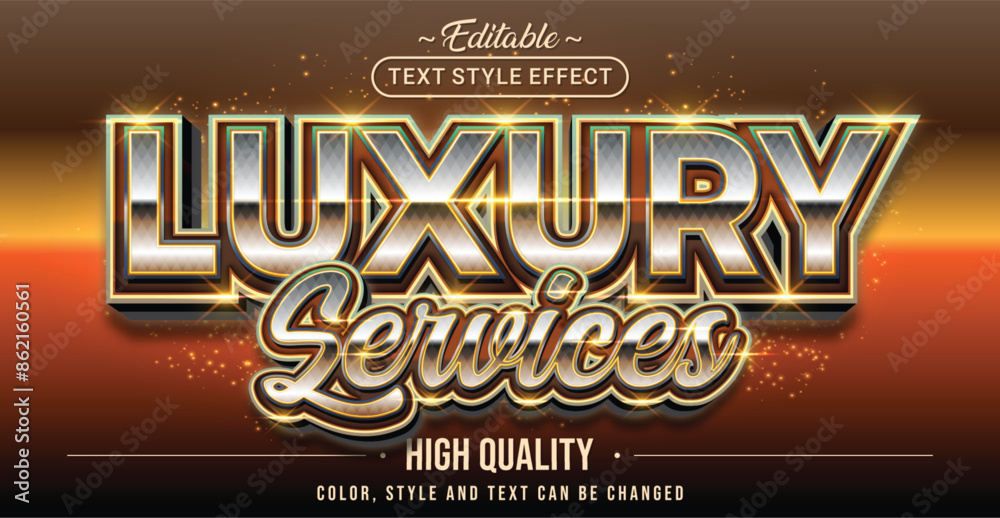 Poster editable text style effect - luxury services text style theme.