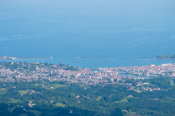 Travelling by old wooden train up to Larrun or La Rhune, Larhune mountain at the western end of the Pyrenees located on border of France and Spain, in traditional Basque provinces Labourd and Navarra
