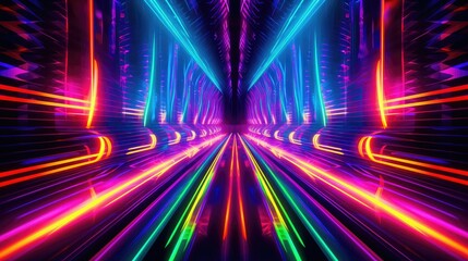 Vibrant neon lights pulsating in abstract patterns