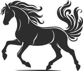 Vector Black horse racing, it can be used in a t-shirt design, sports logo, horse power, or any other place where a horse related logo or horse design would be used.