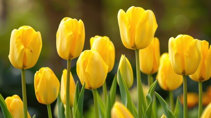 Obraz premium Spring holidays start with lovely yellow tulips perfect for greeting cards