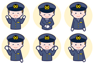 男性運転手のポーズセット_02