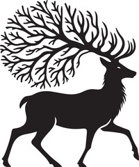 Vector wild Buck flat silhouette vector image illustration isolated  on white background