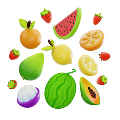 3d fruits and vegetables illustration