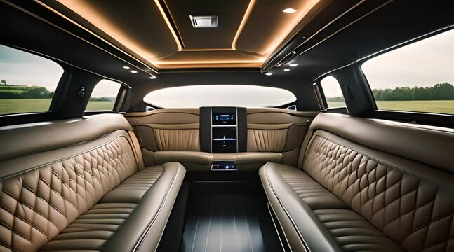 Limousine car interior. luxury car