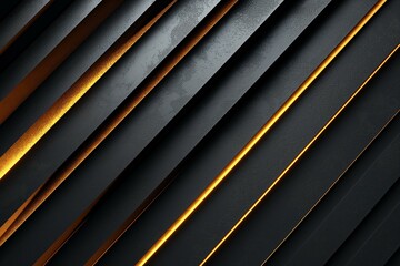 Obraz premium A sleek background featuring diagonal black stripes with glowing golden accents, creating a luxurious and modern aesthetic.
