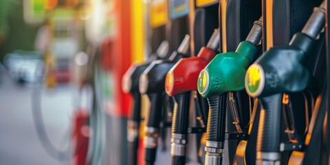 Close-up photo of fuel gasoline dispenser Fuel pump background