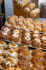 Scones - traditional British baked good, popular in the United Kingdom and Ireland, tea buns make with yeast with different toppings
