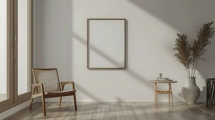 Minimalist Living Room with Natural Light and Wooden Accents